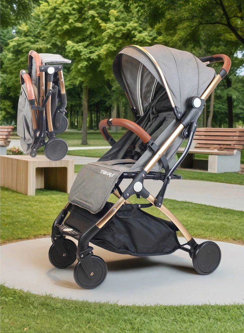 One-click Foldable Ultra Lightweight Travel Stroller with Absorbent Multi Position Reclining Seat Adjustable Canopy Foldable Storage Basket Foldable Gear for Airplane NO.1104 - Image 1